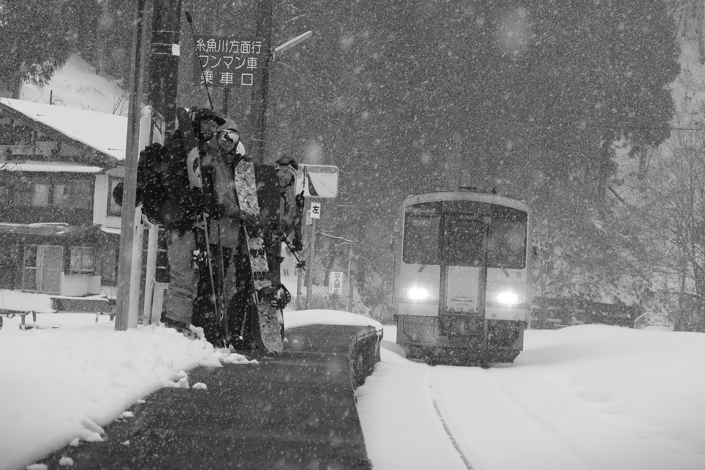 雪の中で笑顔